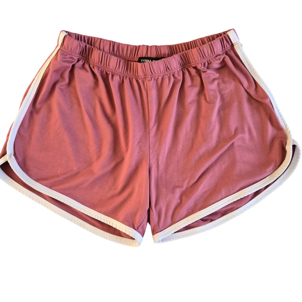 Popular Basics Mauve Pink Dolphin Shorts White Trim PA5691 Large Athletic Lounge
